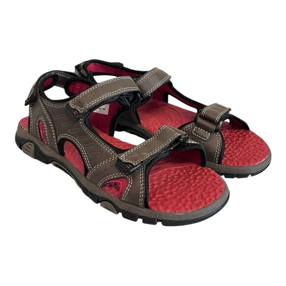 Eddie Bauer | Boys Nugget Brown Hook and Latch Strappy Sandals 6M - Picture 1 of 8
